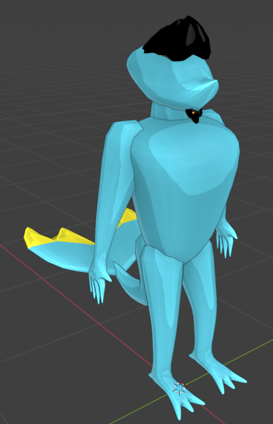 A faceless blue naked shark model.