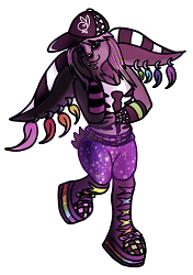 rauru from tears of the kingdom wearing a scene kid inspired outfit