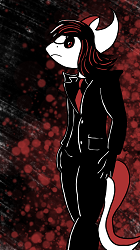 An illustration of an inteleon in an emo inspired outfit.