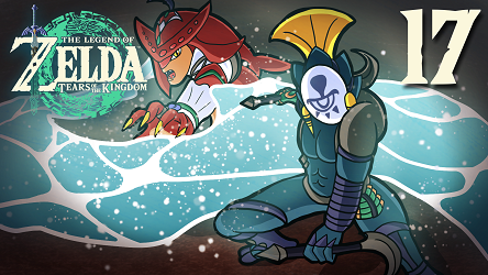 An illustration of a blue Yiga Weavile posing with Prince Sidon at Hyrule Castle.