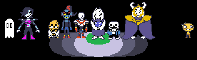 A lineup of the main cast of Undertale.