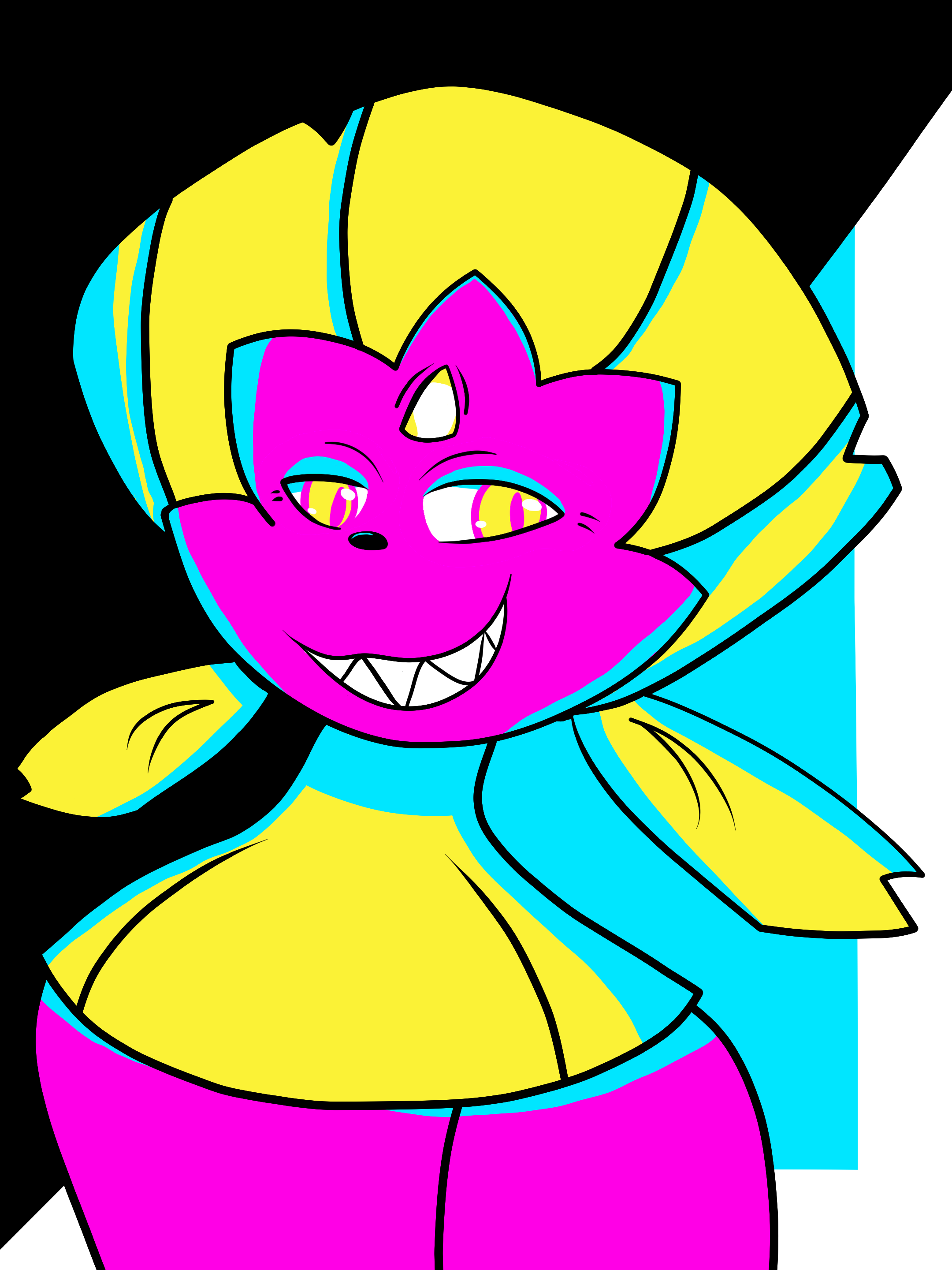 An illustration of a Shiny CMYK Weavile smiling.