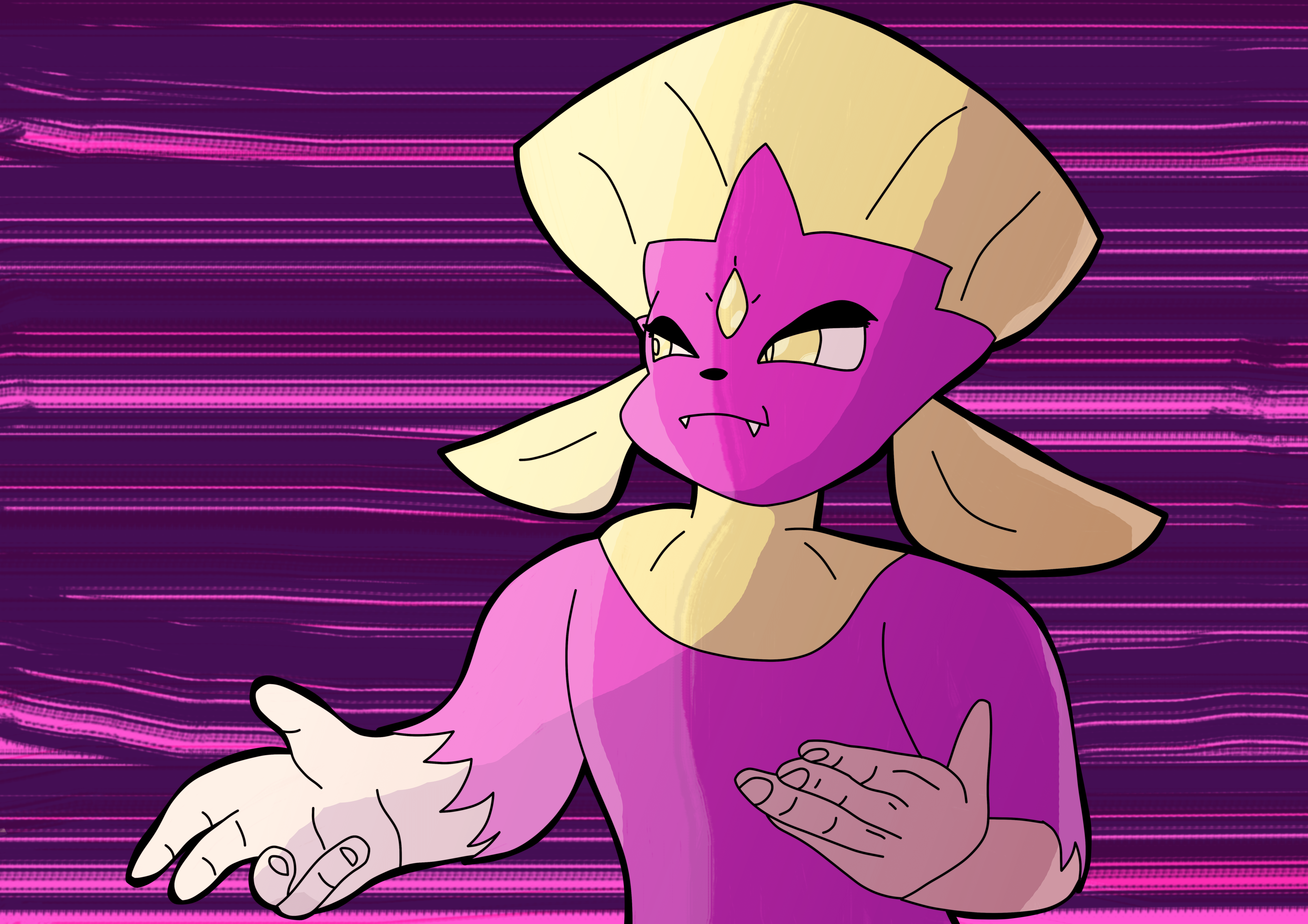 An illustration of a Shiny Weavile with human hands.