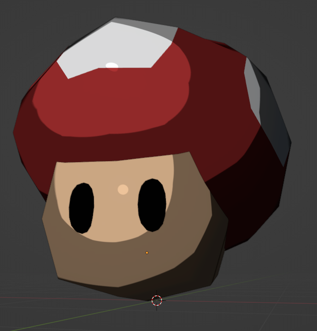 A blender model of a mushroom from Super Mario.