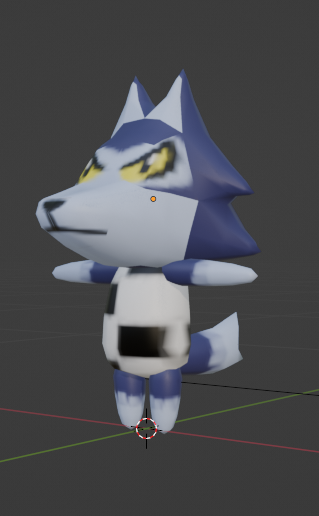 A low poly Animal Crossing wolf model with the eye textures cleaned up.